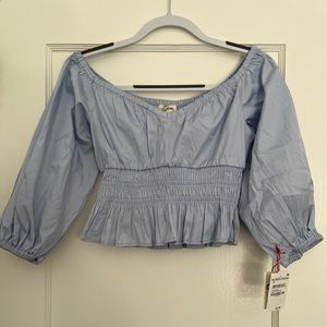 Nordstrom Open Edit - off the shoulder blue blouse - size XS - new with tag
